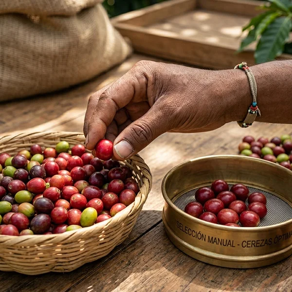 Close-up of premium Kona coffee cherries hand-picked at peak ripeness for Extra Fancy grade, South Kona Coffee Belt